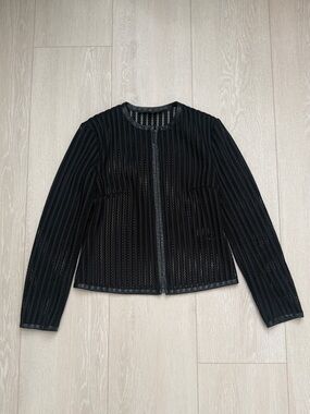 Ralph Lauren Black Label Black Perforated Zip Jacket